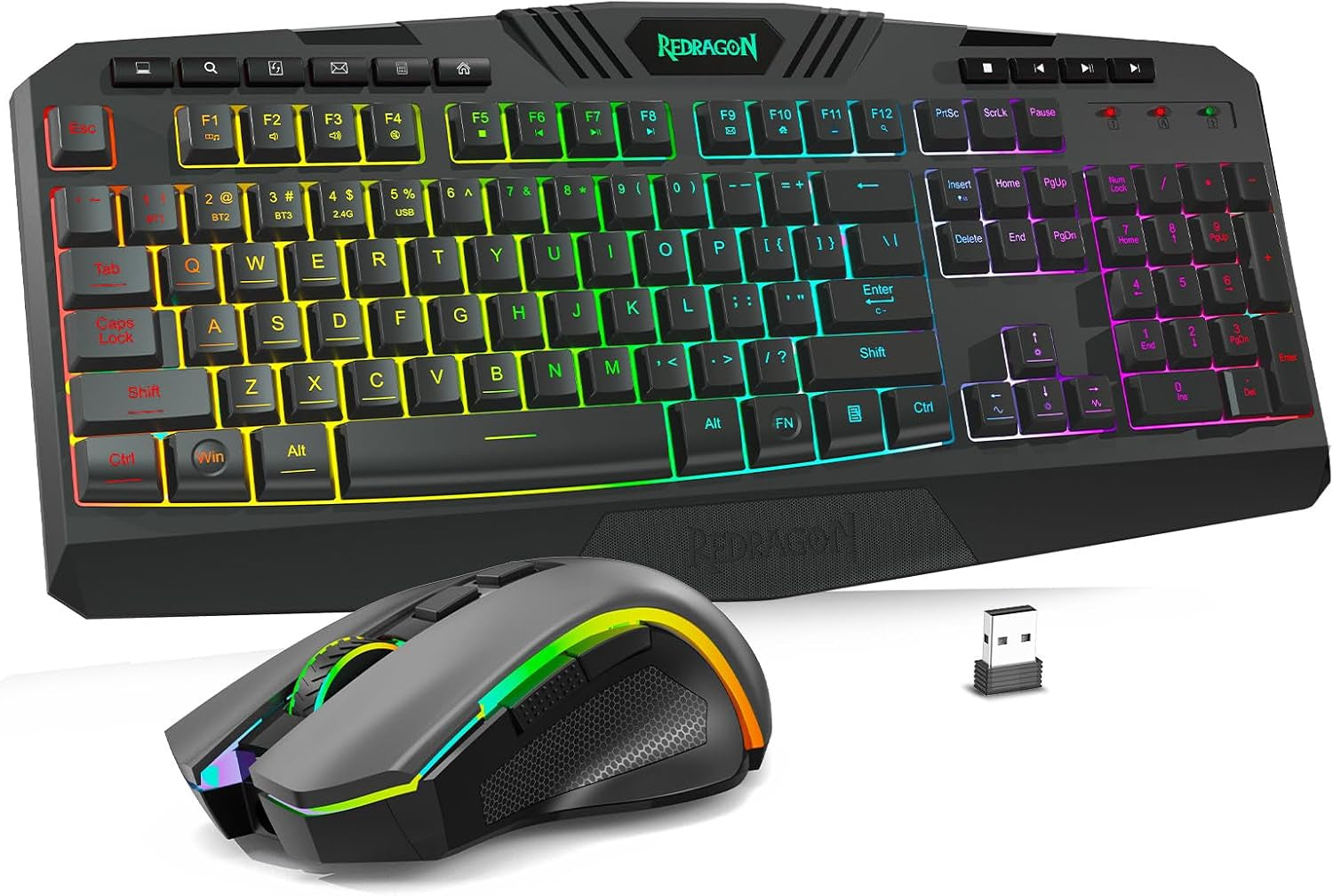 S101-PKS Gaming Keyboard and Mouse Wireless with Tri-Mode, RGB Keyboard and 4800 DPI Gaming Mouse, 10 Independent Multimedia Keys for Wins, PC, Computer, Wireless S101 Ideal for Gamer